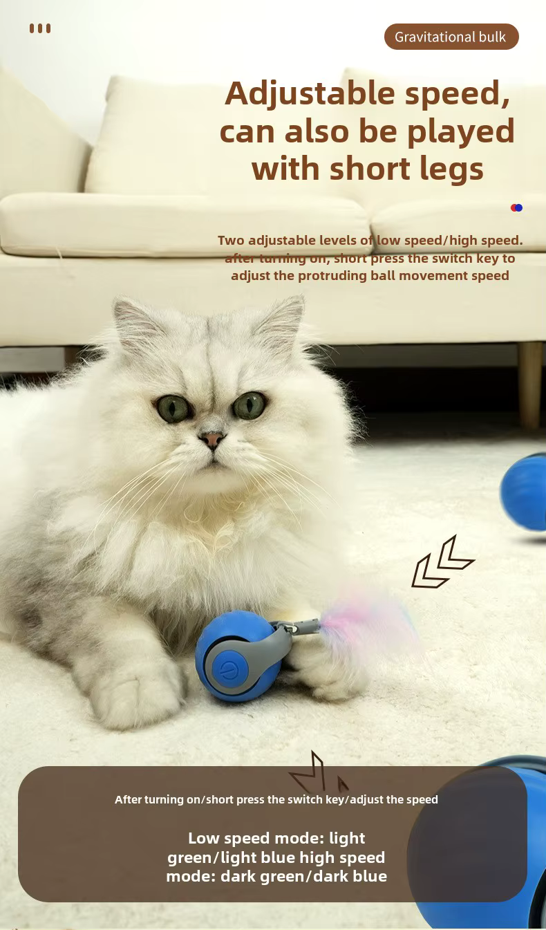 Interactive Cat Ball – Electric Rolling Toy with Feather Teaser