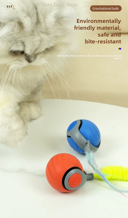 Interactive Cat Ball – Electric Rolling Toy with Feather Teaser