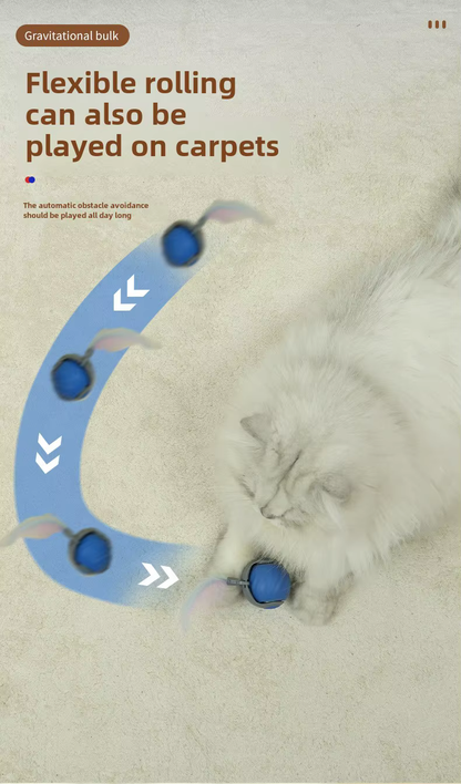 Interactive Cat Ball – Electric Rolling Toy with Feather Teaser