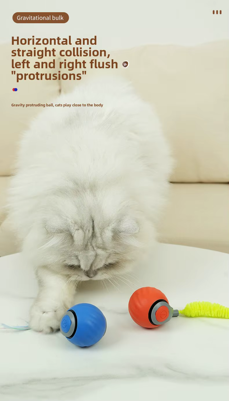 Interactive Cat Ball – Electric Rolling Toy with Feather Teaser