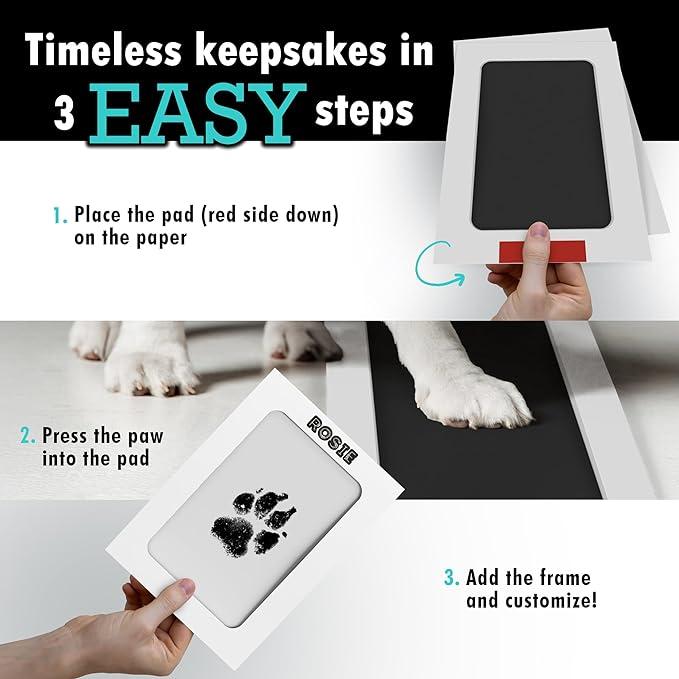 Larleaf Paw Print Kit, 4-Pcs Ink Pads + 2 Photo Frame, Mess-Free Paw Print Stamp Pad for Dogs & Cats, Clean Touch Ink Pad, Dog Paw & Nose Print Kit, Keepsake Gift for Pet Dogs and Cats, Memorial Gift, Pet Memorials, Pet Paw